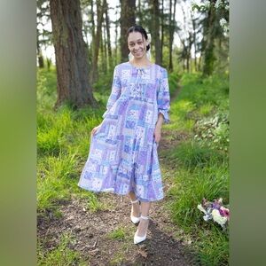 NWT Elegant Purple Patchwork Dress